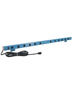 Aluminum Plug Strip Back Mounted with Lighted Switch - 12 Outlets - 20-Amps