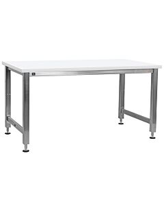 Kennedy Series Workbench, Electric Hydraulic Lift 16 Stroke with Stainless Steel Frame and Cleanroom Laminate Top - Square Cut Edge.