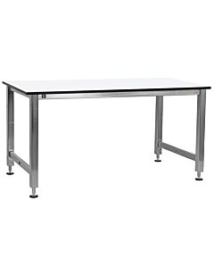 Kennedy Series, Electric Hydraulic Lift 12 Stroke with Stainless Steel Frame and White Phenolic Resin 3/4" Thick Top - Square Cut Edge.