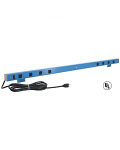 Aluminum Plug Strip Back Mounted with Lighted Switch - 8 Outlets - 15-Amps