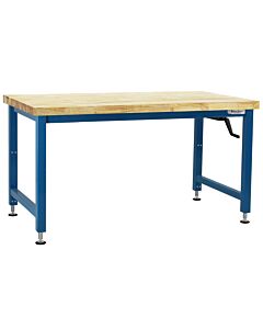 Adams Series Workbench Manual Hydraulic Lift with 1-3/4" Thick 100% Lacquered Butcher Block Top 12 Stroke