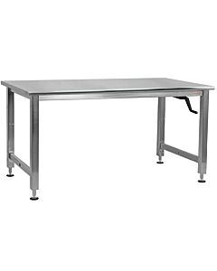 Kennedy Series Workbench, Manual Hydraulic Lift 16 Stroke with Stainless Steel Frame and Top - Round Front Edge.