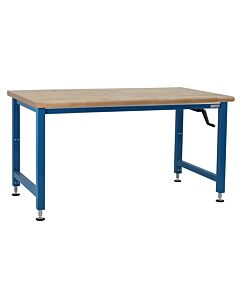 Adams Series Workbench Manual Hydraulic Lift with 1-3/4" Thick 100% Oiled Butcher Block Top Round Front Edge 12 Stroke