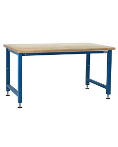 Adams Series Workbench Electric Hydraulic Lift with 1-3/4" Thick Lacquered 100% Solid Butcher Block Hardwood Top Round Edge 12 Stroke