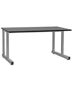Dewey Series Workbench - Stainless Steel Frame with 1 Thick Phenolic Resin Top - Square Cut Edge