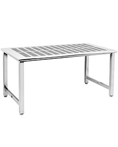 Kennedy Series Workbench, Electropolished Perforated 3/8" x 3" Slots Stainless Steel Top - Round Front Edge.