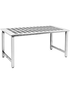 Kennedy Series Workbench, Electropolished Perforated 1/2" x 3" Slots Stainless Steel Top - Round Front Edge.