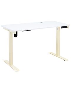 Johnson Series Electro-Mechanical Lift Table with Laminate Top-24" D x 55" L-White-Beige