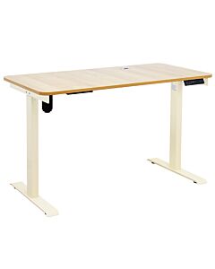 Johnson Series Electro-Mechanical Lift Table with Laminate Top-24" D x 55" L-Light Wood-Beige