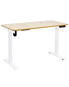 Johnson Series Electro-Mechanical Lift Table with Laminate Top-24" D x 55" L-Light Wood-White