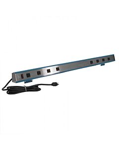 Stainless Steel Face / Aluminum Body Plug Strip with Lighted Switch 15-Amps - 12 Outlets and Heavy Wire Management System