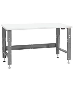 Roosevelt Series Workbench - Electric Hydraulic 12” Height Adjustment. Square Cut Laminated Front Edge.