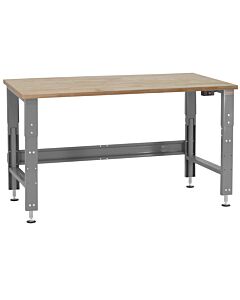 Roosevelt Series Workbench - Electric Hydraulic 12” Height Adjustment. 1-3/4 Thick Solid Oiled Butcher Block Top.