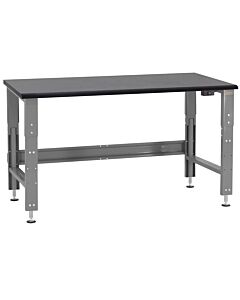 Roosevelt Series Workbench - Electric Hydraulic 12” Height Adjustment. 1" Thick Phenolic Resin Top - Round Front Edge.