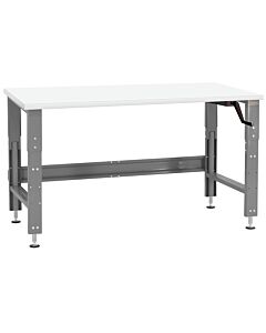 Roosevelt Series Workbench - Crank Hydraulic 12” Height Adjustment. Square Cut Laminated Front Edge.