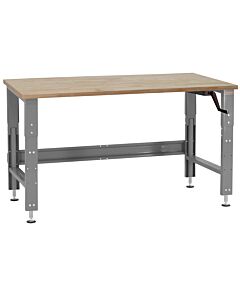 Roosevelt Series Workbench - Crank Hydraulic 12” Height Adjustment. 1-3/4" Thick 100% Oiled Butcher Block Top and Square Cut Edge.