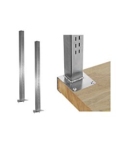 Single Sided Slots Electropolished Uprights Sets for 1.75" thick top benches. (Butcherblock)